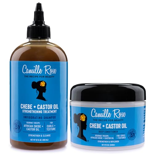 Camille Rose Shampoo and Conditioner Set, African Chebe + Castor Oil - Moisture Treatment for Dry, Damaged Hair, Curls & Textures Beauty & Personal Care Camille Rose