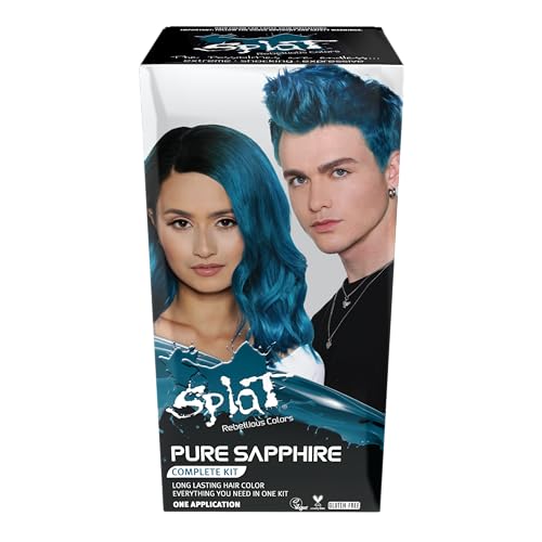 Splat Pure Sapphire Semi Permanent Hair Dye Kit with Bleach, 1 Application, Includes Blue Hair Dye, Oxide & Bleach Powder, Vegan & Cruelty Free Hair Beauty & Personal Care Splat