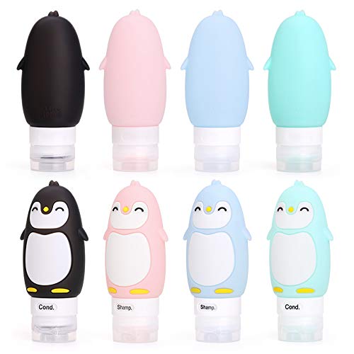 AUTENS Leakproof Silicone Travel Bottles Accessories Set,3oz (90ml) 4 Pack Refillable Cute Penguin Travel Containers for Shampoo,Lotion Sunscreen ect. Beauty & Personal Care AUTENS