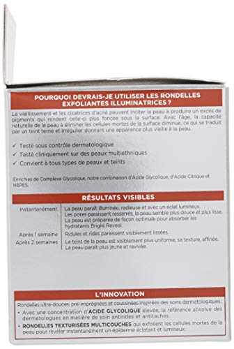 L'Oréal Paris Revitalift Bright Reveal Anti-Aging Exfoliating Peel Pads with Glycolic Acid, Reduce Wrinkles & Brighten Skin, 30 Count (Pack of 1) Beauty & Personal Care L'Oreal Paris