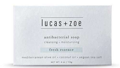 Lucas + Zoe Fresh Essence Antiseptic Bar Soap - 4 Ounce Moisturizing Body Soap Bar Made With Natural Ingredients Like Mediterranean Olive Oil, Coconut Beauty & Personal Care lucas + zoe