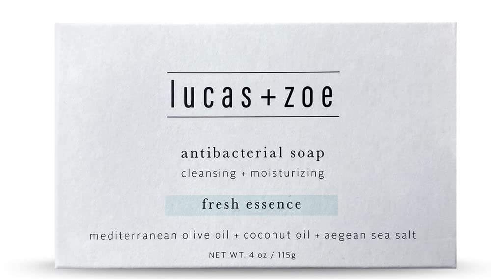 Lucas + Zoe Fresh Essence Antiseptic Bar Soap - 4 Ounce Moisturizing Body Soap Bar Made With Natural Ingredients Like Mediterranean Olive Oil, Coconut Beauty & Personal Care lucas + zoe