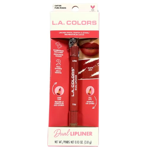 LA Colors Matte Pink Dual Lipliner - Pure Magic, Lipliner Pencil with sharpener, 0.13 oz Beauty & Personal Care L.A. COLORS