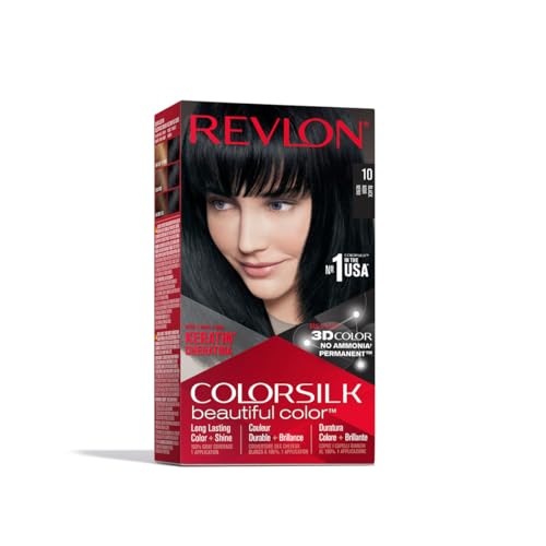 Revlon Permanent Hair Color, Permanent Hair Dye, Colorsilk with 100% Gray Coverage, Ammonia-Free, Keratin and Amino Acids, 10 Black, 4.4 Oz (Pack Beauty & Personal Care REVLON