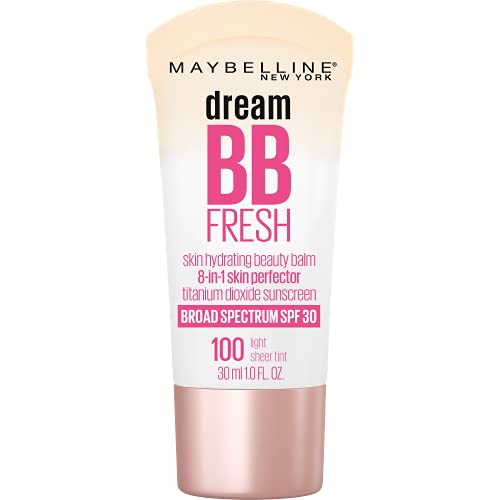 Maybelline Dream Fresh Skin Hydrating BB cream, 8-in-1 Skin Perfecting Beauty Balm with Broad Spectrum SPF 30, Sheer Tint Coverage, Oil-Free, Light, 1