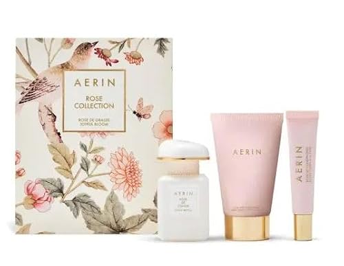 Aerin Rose Collection - Rose De Grasse Joyful Bloom Set - EAU De Parfum 1 fl oz / 30 ml , Hand and body cream and Lip conditioner. Beauty & Personal Care AERIN