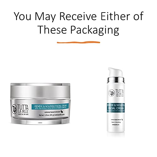 Glycolic Acid Cream 20% AHA Facial Cream, Vitamin Complex - Acne Cream, q10 Anti Aging wrinkle cream, KP - Keratosis pilaris / Fine Line Cream - Day Beauty & Personal Care Tutta La Pelle