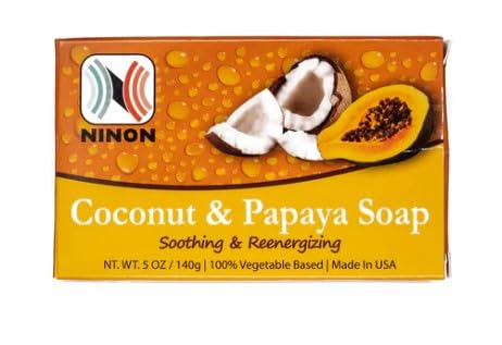Ninon Coconut and Papaya Soap Bars (5oz)- 6PACK Made With 100% Natural Pure Vegetable Oils, Coconut Oil, Papaya Extract and Vanilla Beans; Made In USA Beauty & Personal Care Ninon