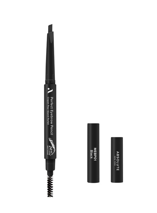 Absolute New York Perfect Eyebrow Pencil Dual-Ended To Shape, Fill, and Define Eyebrows (MEBP01 Black Hard) Beauty & Personal Care Absolute New York