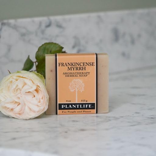 Plantlife Frankincense Myrrh 6-Pack Bar Soap - Moisturizing and Soothing Soap for Your Skin - Hand Crafted Using Plant-Based Ingredients - Made in Beauty & Personal Care Plantlife
