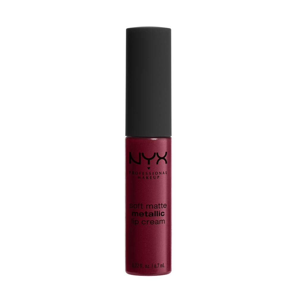 NYX PROFESSIONAL MAKEUP Soft Matte Metallic Lip Cream, Liquid Lipstick - Madrid (Cranberry Red) Beauty & Personal Care NYX PROFESSIONAL MAKEUP