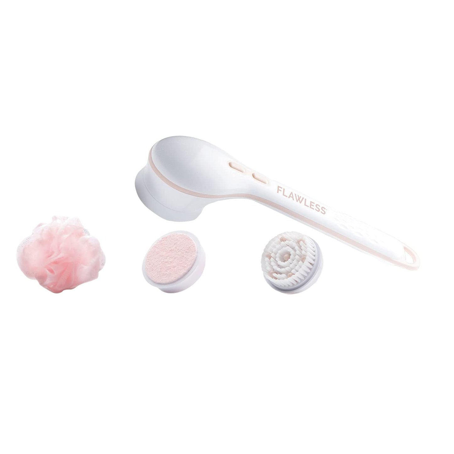 Flawless Cleanse Spa Shower Wand - Cordless Spinning Bath Brush with 4 Attachments - Loofah, Cleansing, Massage, Pumice Stone Heads Beauty and Personal Care Church & Dwight