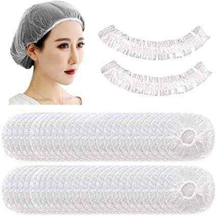 Disposable Shower Caps, 200PCS Disposable Clear Plastic Waterproof Hair Shower Caps for Women, Spa, Processing caps for hair Home Use, Hotel and Hair Beauty and Personal Care HLEC