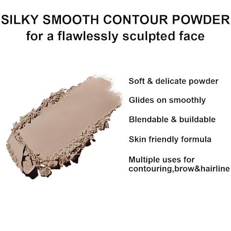 SERSEUL Face Sculpting Contour Palette, Blendable Silky Texture Contour Powder, Multiuse Baked Makeup Palette, Pigmented Cool Toned Bronzer for Light Beauty & Personal Care Serseul