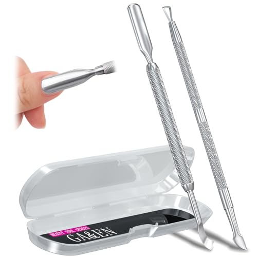 GA&EN 2PCS Metal Silver Cuticle Pusher and Scraper, Nail Trimmer Cutter Stainless Steel Gel Scraper Tool, Nail Polish Remover Peeler Durable Salon Beauty and Personal Care GA&EN Default Title