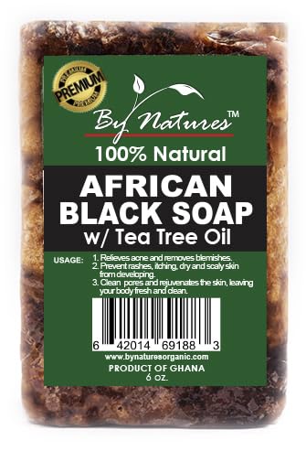 By Natures 100% Natural African Black Soap With Tea Tree Oil 6.0 Oz (Pack of 1) Beauty & Personal Care By Natures
