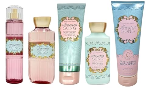 Bath and Body Works Sweetest Song 5 Piece Body Care Set - Mist, Body Cream, Shower Gel, Body Lotion, and Moisture Body Wash - Full Size Beauty and Personal Care Bath & Body Works