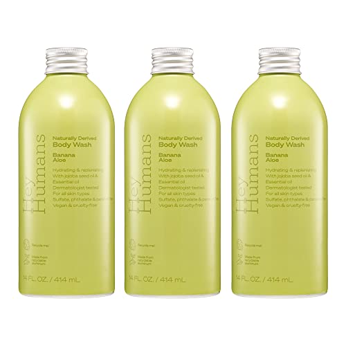 Hey Humans Banana Aloe Moisturizing Body Wash with Natural Ingredients & Jojoba Oil | Clean, Vegan, Sulfate Free Bath & Body Wash for Women & Men | Beauty & Personal Care HEY HUMANS