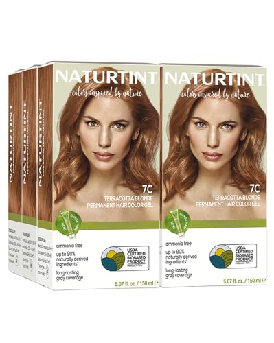 Naturtint 7C Terracotta Blonde Permanent Hair Color (Pack of 6), Ammonia Free, Vegan, Cruelty Free, up to 100% Gray Coverage, Long Lasting Results