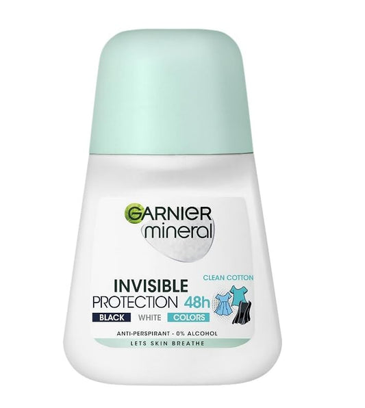 Garnier Mineral Invisible Roll-On Cotton Scent, Women's Antiperspirant Roll-On, Alcohol-Free, Let's Skin Breathe, Clean Cotton, 1.7 Fl. Oz. (PACK Beauty and Personal Care Garnier