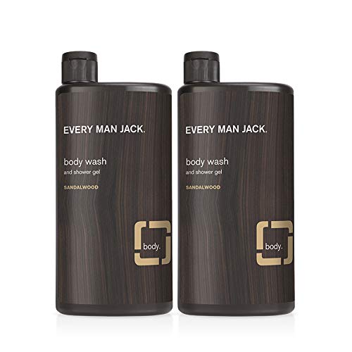 Every Man Jack Men's Body Wash Twin Pack - Sandalwood | 16.9-ounce - 2 Bottles Included | Naturally Derived, Parabens-free, Dye-free, and Certified Beauty & Personal Care Every Man Jack