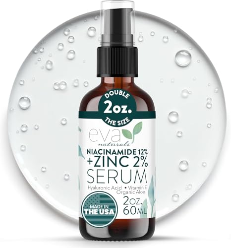 Niacinamide 12% Serum for Face w/Zinc & Hyaluronic Acid - Vitamin B3 & E Pore Minimizer for Dark Spot Corrector, Even Skin Tone, Oil Control Beauty & Personal Care Eva Naturals