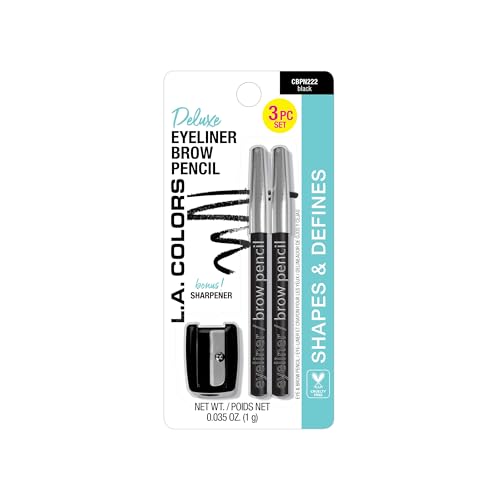 L.A. COLORS Eyeliner/Brow Pencils w/Sharpener (carded), Black CBPN222A Beauty & Personal Care L.A. COLORS
