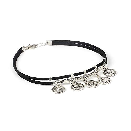 DoubleNine Boho Coin Choker Gypsy Gothic Necklace Suede Black Tribal Accessories for Women Girls Beauty & Personal Care Doubnine