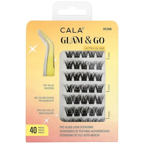 CALA GLAM & GO - ULTRA GLAM PRE-GLUED CLUSTERS, 40 Pieces with Applicator
