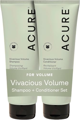 Acure Vivacious Volume Shampoo and Conditioner Set - Thickening & Volumizing Hair Care for Thick, Full Locks, Boost for Thin, Fine Hair, Sulfate Free Beauty & Personal Care Acure