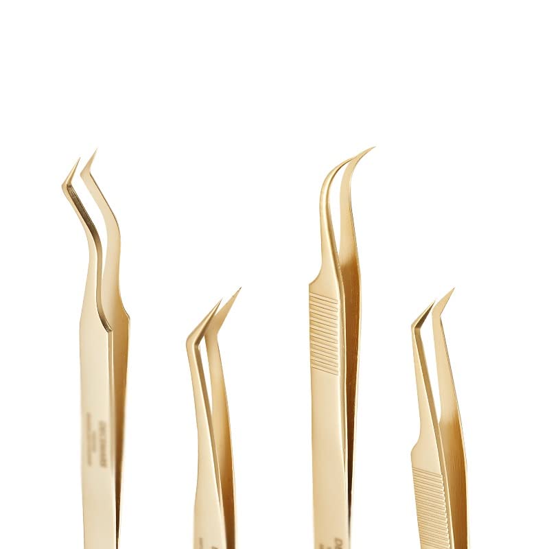Eyelash Extension Tweezers Gold Color Beauty and Personal Care NSUQOA