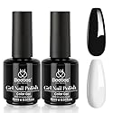 Beetles White Gel Nail Polish Black Gel Polish Kit 2 Pcs 15ml Black And White Polish French Nails Soak Off Led Nails Art Manicure Salon Diy at Home Beauty & Personal Care beetles Gel Polish