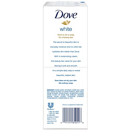 Dove Beauty Bar, White 4 oz, 6 Bar, Blue, Unscented, 24 Oz Beauty & Personal Care Dove