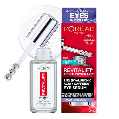L'Oreal Paris Revitalift Derm Intensives Hyaluronic Acid + Caffeine Hydrating Eye Serum, 0.67 Fl. Oz. Beauty & Personal Care L'ORÉAL