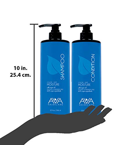 Ava Haircare - Moisture Shampoo And Conditioner - Vegan, Sulphate Free, Paraben Free, Cruelty Free (Set of 2, 33oz Each) Beauty & Personal Care Ava Haircare