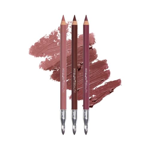 FITGLOW Beauty Vegan Lip Liner Pencil Trio | Hydrating Plumping Lip Liner Kit with Blending Brush | Smudge-Proof Lip Perfector | Define & Sculpt | Beauty & Personal Care FITGLOW