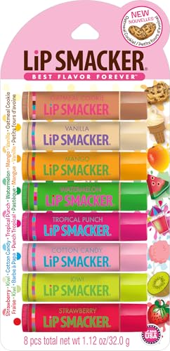 Lip Smacker Original & Best Holiday Flavored Lip Balm Party Pack, Oatmeal Cookie, Vanilla, Mango, Watermelon, Tropical Punch, Cotton Candy, Kiwi Beauty & Personal Care Lip Smacker