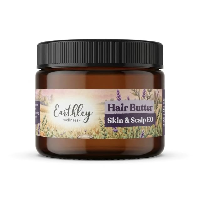 Earthley Wellness Hair Butter, Skin & Scalp, Natural Styling Cream (4oz) for Curly, Dry & Textured Hair, Shea Butter, Avocado Oil, Amla Berry & Green Beauty & Personal Care Earthley Wellness
