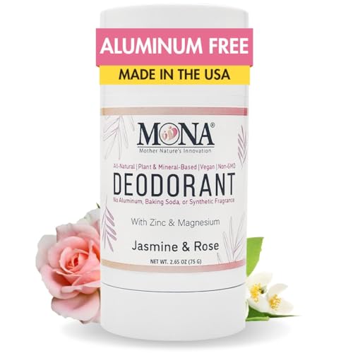 MONA BRANDS All Natural Magnesium Deodorant for Women & Men - Aluminum, Baking Soda, & Synthetic Fragrance Free for Sensitive Skin (Jasmine Rose) Beauty and Personal Care MONA