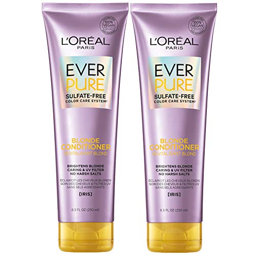 L'Oreal Paris EverPure Blonde Sulfate Free Conditioner for Color-Treated Hair, Neutralizes Brass + Balances, For Blonde Hair, 2 Count (8.5 Fl; Oz