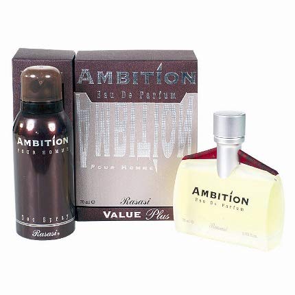 RASASI Ambition Ambition Men EDP & Deo Perfume 70ml + Deodorant 150ml | Bergamot, Floral Spices, Musk and Amber | Iris, Peony, Rose, Cassis, Freesia Beauty & Personal Care RASASI