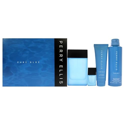 Perry Ellis Pure Blue (4Pc) 3.4 Oz EDT SPR + 3.0 Oz S/Gel + 6.0 Oz Deo + Mini Beauty & Personal Care Perry Ellis