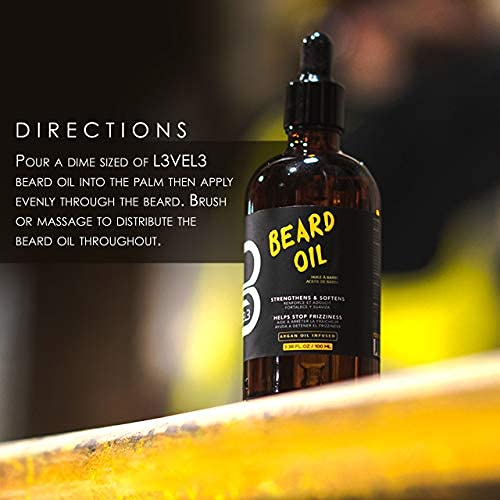 L3 Level 3 Beard Oil - Promotes Fast Beard Growth Soften and Restores Facial Hair - Level Three Scented Beard Beauty and Personal Care L3