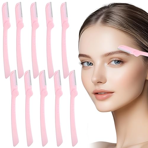 Andibro 10Pack Folding Eyebrow Razors, Dermaplane Razor for Men, Multi-Function Facial Shaver Practical Hair Remover Blade Foldable Peach Fuzz Removal Beauty and Personal Care Andibro