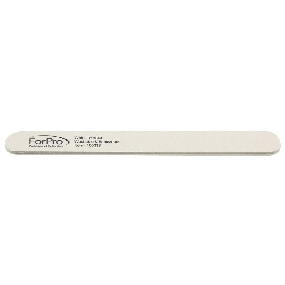 ForPro White Foam Board, 180/240 Grit, Mylar Manicure and Pedicure Nail File, 7” L x .75” W, 50-Count Beauty & Personal Care ForPro Professional Collection