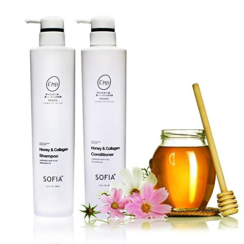 ODE SOFIA Honey & Collagen Shampoo and conditioner, for normal to dry hair, women, men and teens, 23Fl OZ, 680ml (set of Shampoo and conditioner) Beauty & Personal Care SOFIA BY ODE