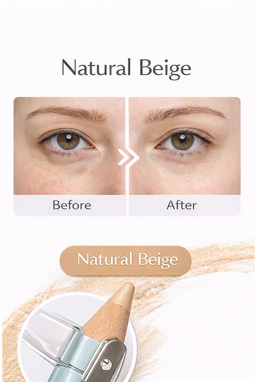 Concealer Pencil with Sharpener, Under Eye Concealer Makeup Pen, Cream Cover Up Pencil for Dark Circles, Acne Spots, Freckles and Blemishes, Long Beauty & Personal Care Asakstinado