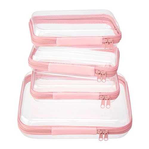 WELPIRT 4 pcs Clear Zipper Pouches,Hard Shell Zipper Case, Toiletry Bag for Travel, CLear Diaper Bag, Toiletry Pouch, Travel Organizer, Cosmetic Beauty and Personal Care WELPIRT Default Title