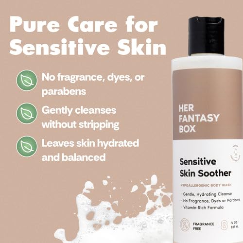 Her Fantasy Box | Sensitive Skin Soother Gentle Body Wash - Fragrance-Free Probiotic Cleanser with Chamomile, pH Balanced, Vegan & Cruelty Free, 8 oz Beauty & Personal Care Her Fantasy Box