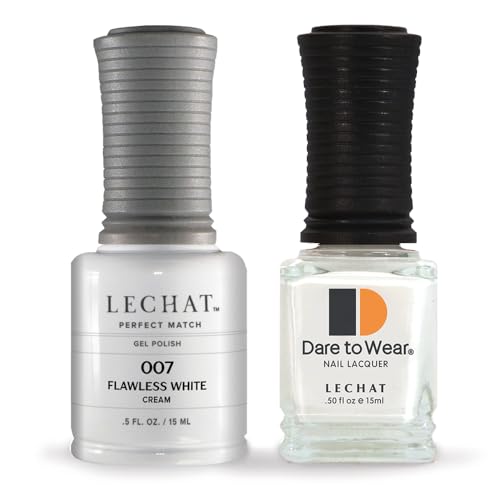 LeChat - Perfect Match Gel Polish - Flawless White - White with Cream Finish - (0.5 Ounce) - Easy Application - Soak Off Formula